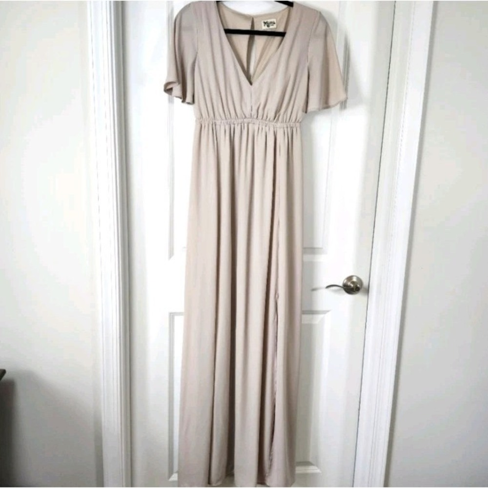 Show Me Your Mumu Tan Cream Maxi Dress Sz Small S